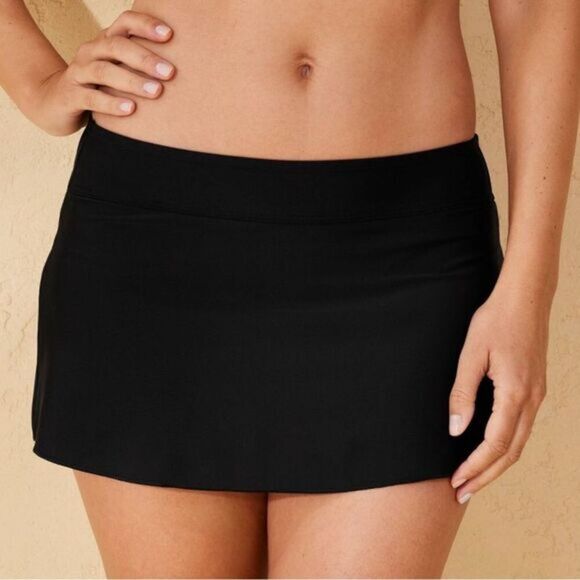 NWT Shade & Shore Black Low Rise Swim Skirt built in liner  - Size Large 12/14 - Picture 1 of 9